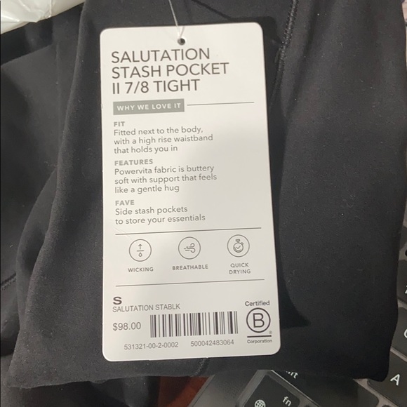 NWT Athleta Salutation Stash Pocket II 7/8 //Black - Picture 5 of 8
